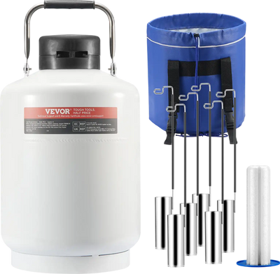 Vevor Liquid Nitrogen Tank 6L Aluminum Alloy LN2 Container Dewar with 6 Canisters New