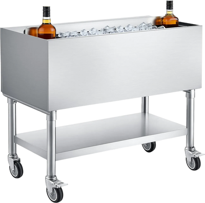 Vevor Ice Bin 100 Qt Capacity 36 x 19 x 35 in. Stainless Steel with Sliding Lid New