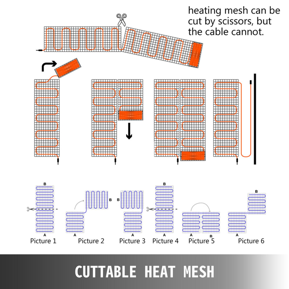 Vevor Radiant Floor Heating Kit with Alarm and Programmable Thermostat 90 Sq. Ft. 120V New