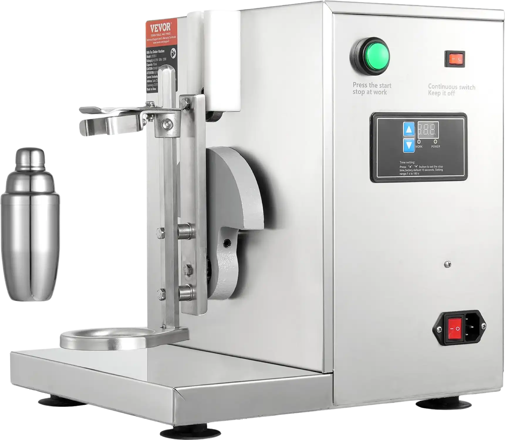 Vevor Milk Tea Shaker Machine 120W Single Head Mixer with Adjustable Timer 0-180s New