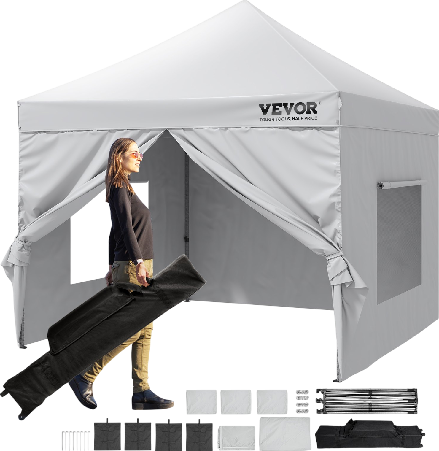 Vevor Pop Up Canopy Tent 10' x 10' with Removable Sidewalls UV Resistant Waterproof New