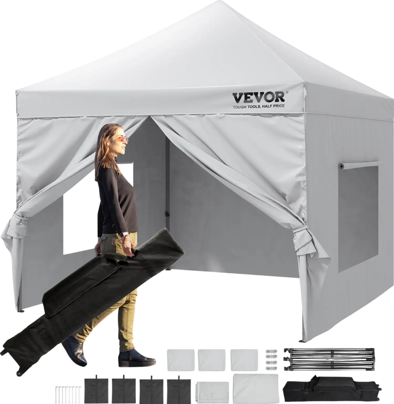 Vevor Pop Up Canopy Tent 10' x 10' with Removable Sidewalls UV Resistant Waterproof New