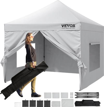 Vevor Pop Up Canopy Tent 10' x 10' with Removable Sidewalls UV Resistant Waterproof New