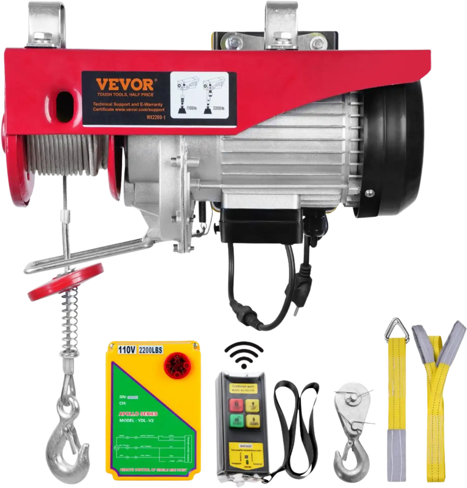 Vevor Electric Hoist 2200 lbs Lifting 1600W 120V 40' Steel Cable And Wireless Remote New