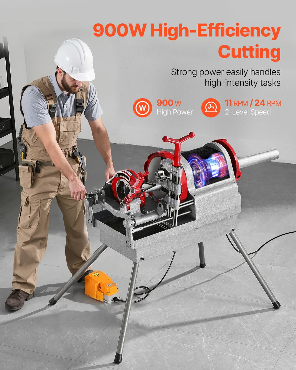 Vevor Electric Pipe Threader Machine 2-Speed 900W for 1/2" to 4" Pipes New