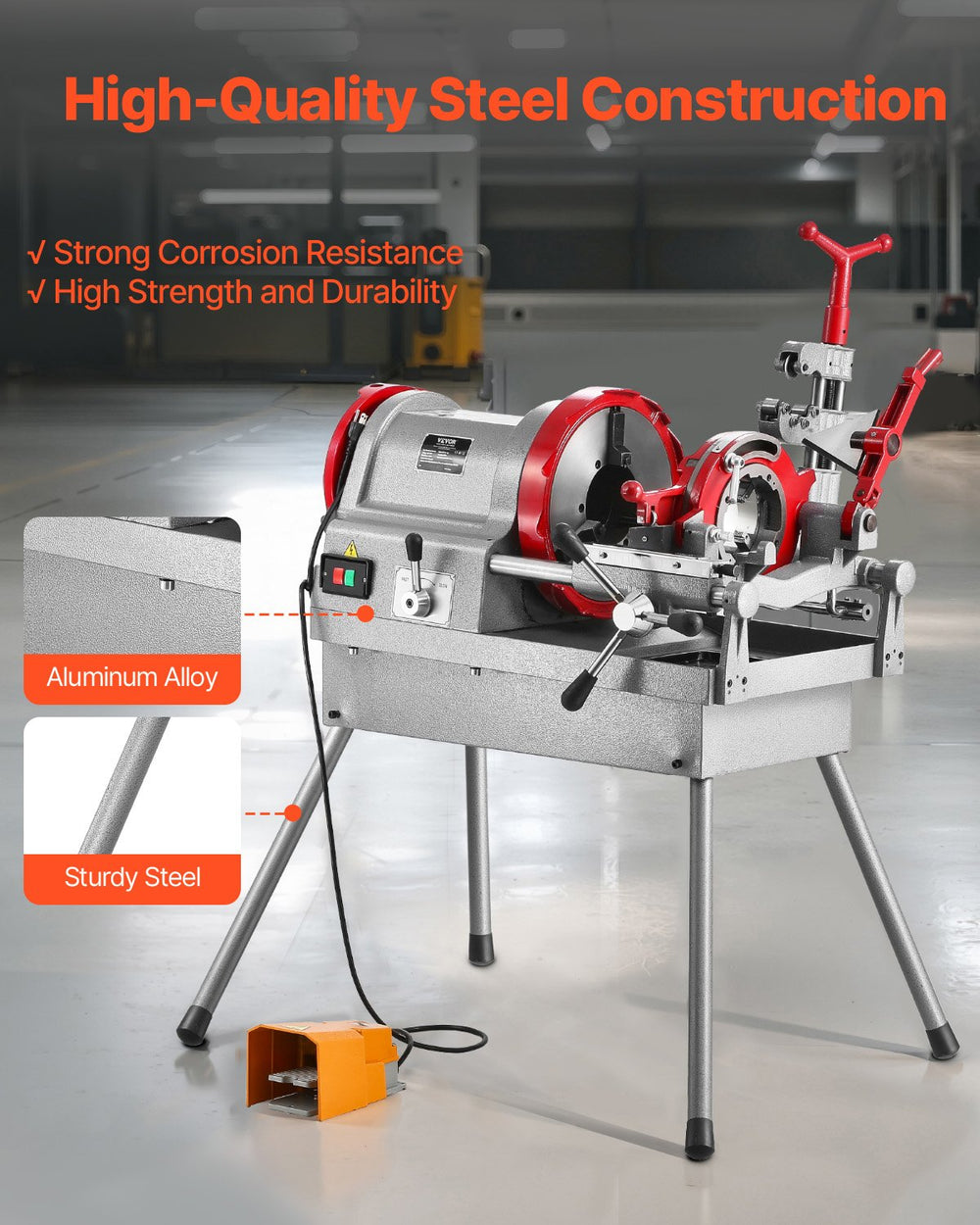 Vevor Electric Pipe Threader Machine 2-Speed 900W for 1/2" to 4" Pipes New