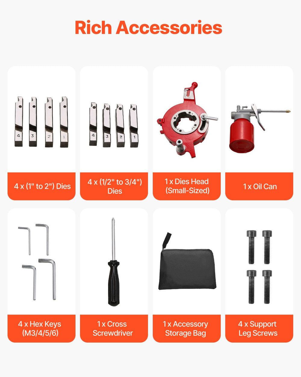 Vevor Electric Pipe Threader Machine 2-Speed 900W for 1/2" to 4" Pipes New