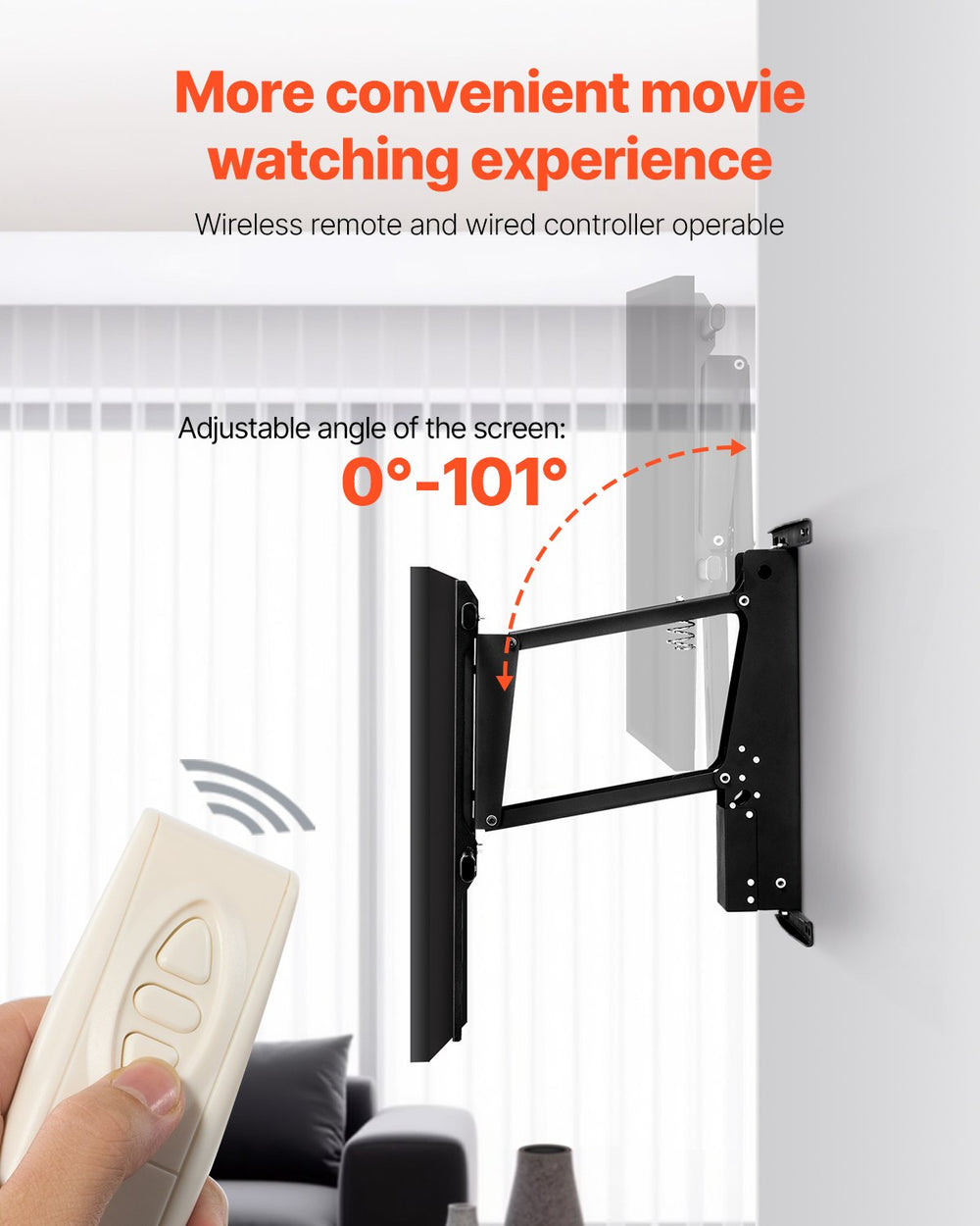 Vevor Motorized TV Wall Mount with Remote Control for 32-65" TVs New