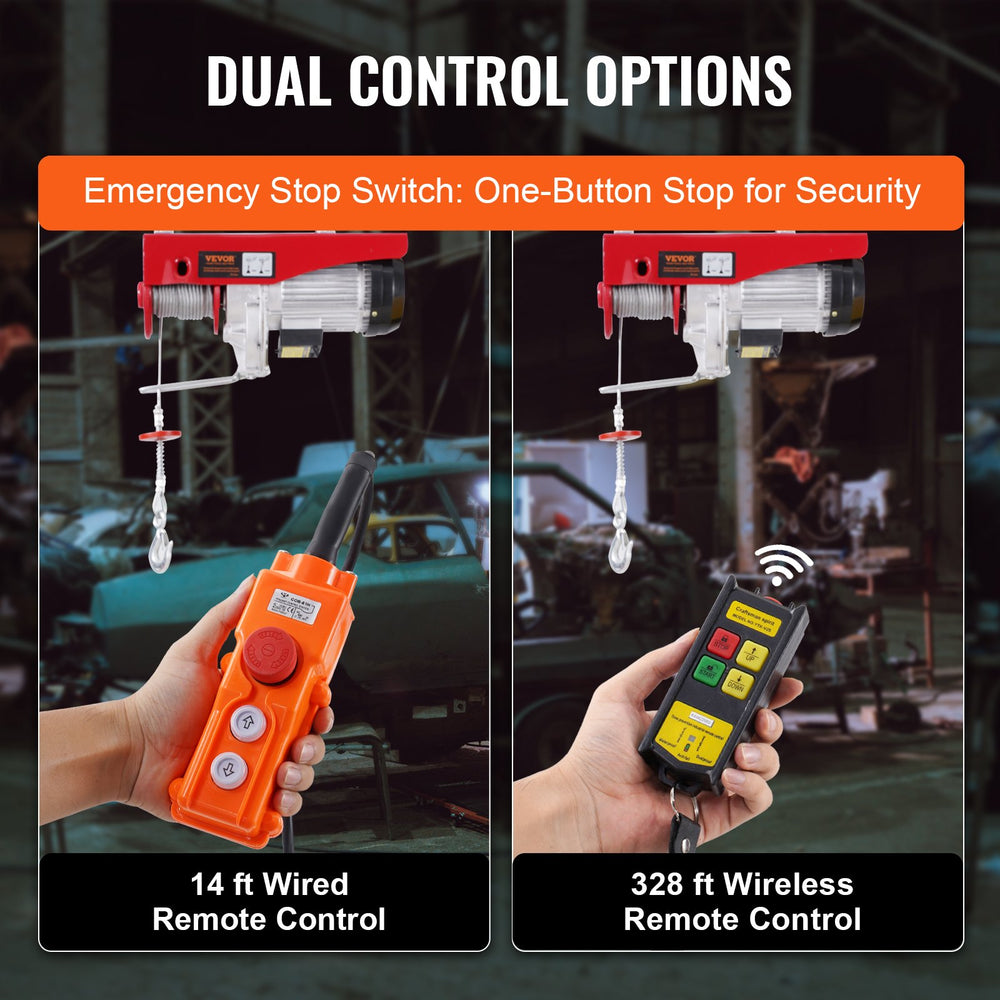 Vevor Electric Hoist Crane Winch 2200 Lbs Capacity Wireless and Wired Remote New