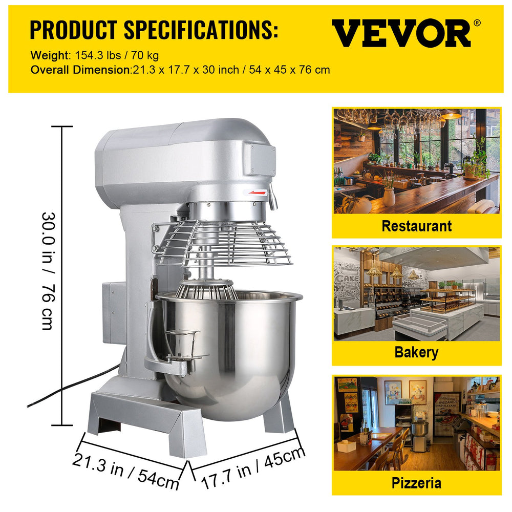 Vevor Commercial Food Mixer 30QT with 3 Speeds Adjustable 1100W New