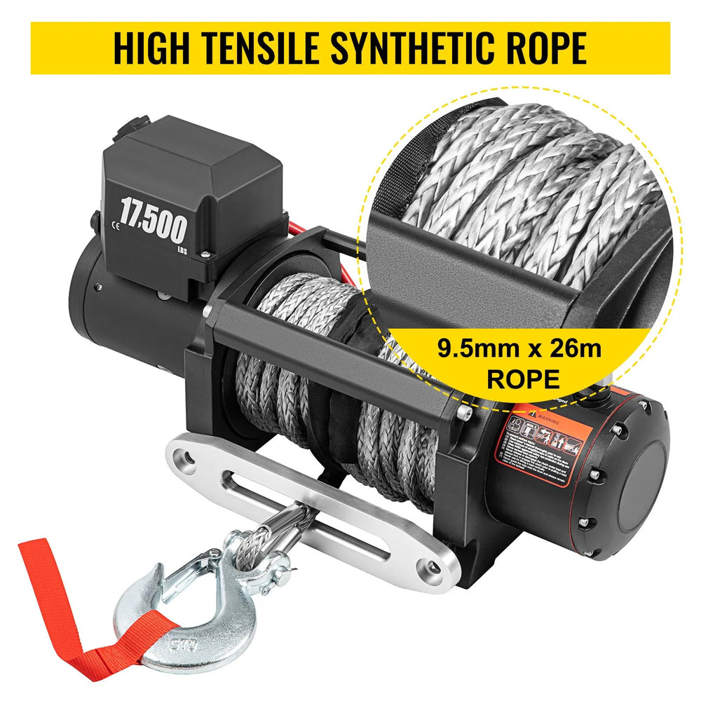 Vevor Electric Winch 17,500 Lbs Synthetic Rope .4" x 85' Wireless Remote Control New