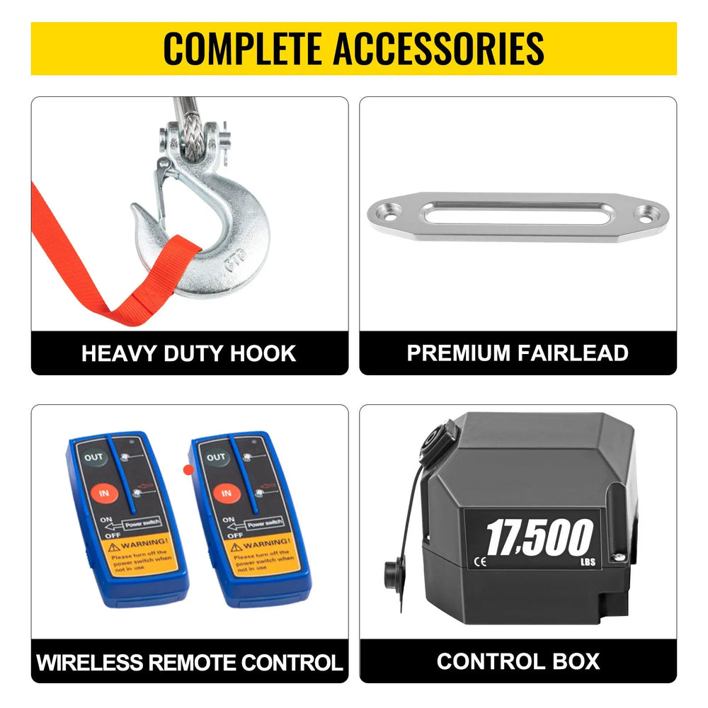 Vevor Electric Winch 17,500 Lbs Synthetic Rope .4" x 85' Wireless Remote Control New