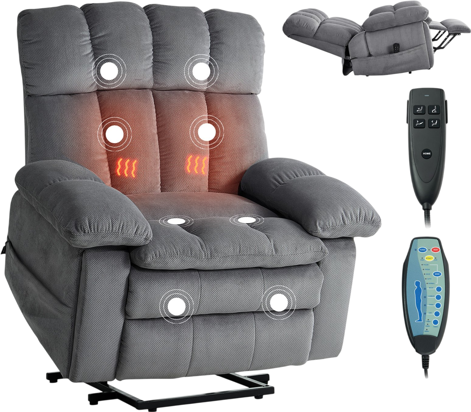 Vevor Power Recliner Chair with Lift to Stand Heat and Massage Dual Motor New