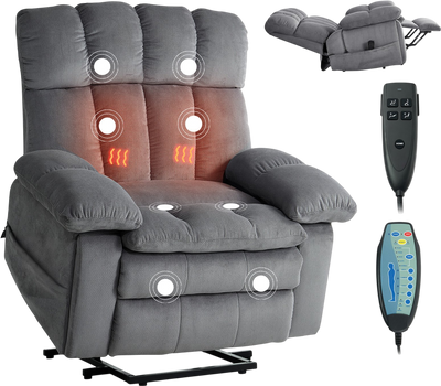 Vevor Power Recliner Chair with Lift to Stand Heat and Massage Dual Motor New
