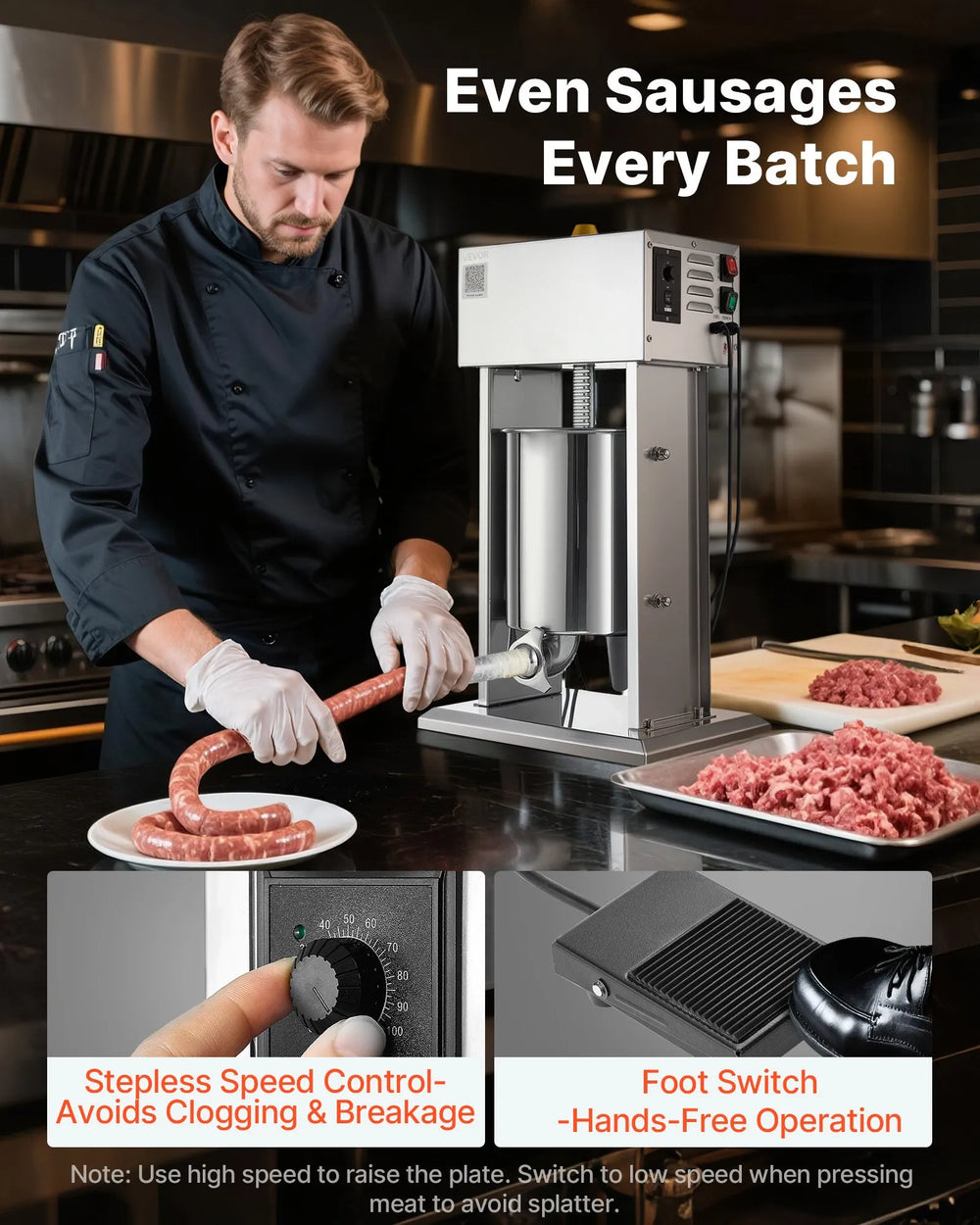 Vevor Electric Sausage Stuffer 22 lbs with Stepless Speed and Control Foot Pedal New