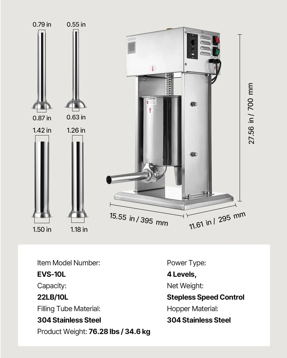 Vevor Electric Sausage Stuffer 22 lbs with Stepless Speed and Control Foot Pedal New