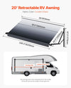 Vevor Electric RV Awning Replacement 20' Waterproof UV-Resistant for DC12V Vehicles New