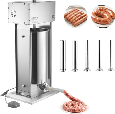 Vevor Electric Sausage Stuffer 55 Lbs Capacity Stepless Speed Control with 5 Tubes New