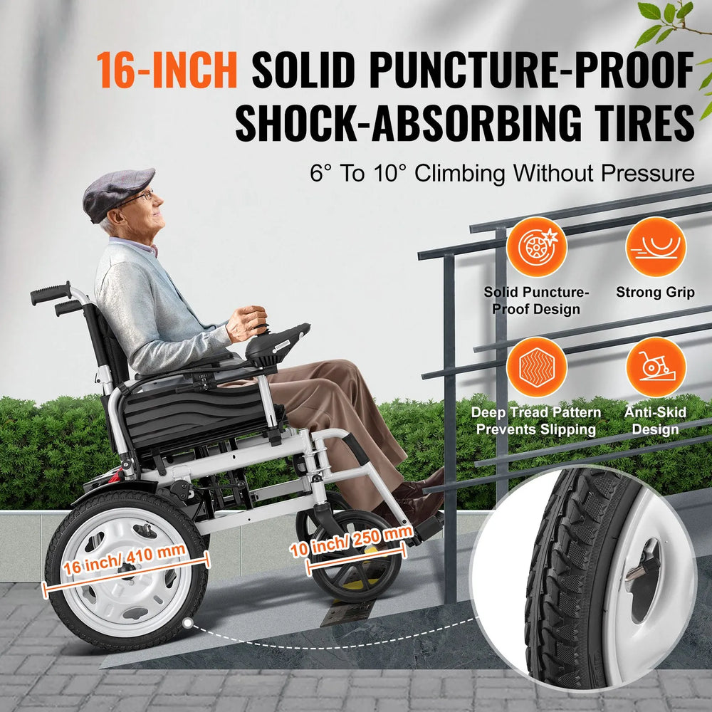 Vevor Electric Wheelchair All-Terrain Foldable 3.7 MPH 12.5 Mile Range 24V New