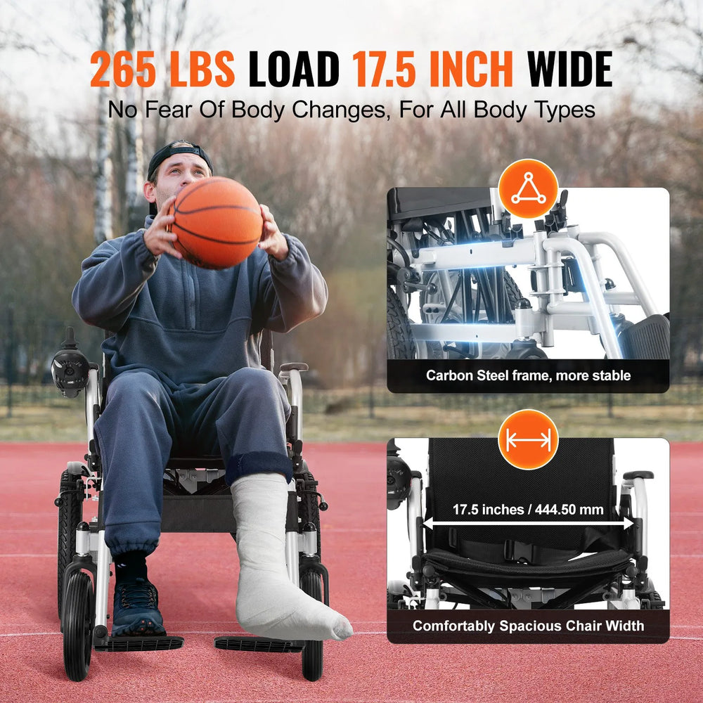 Vevor Electric Wheelchair All-Terrain Foldable 3.7 MPH 12.5 Mile Range 24V New