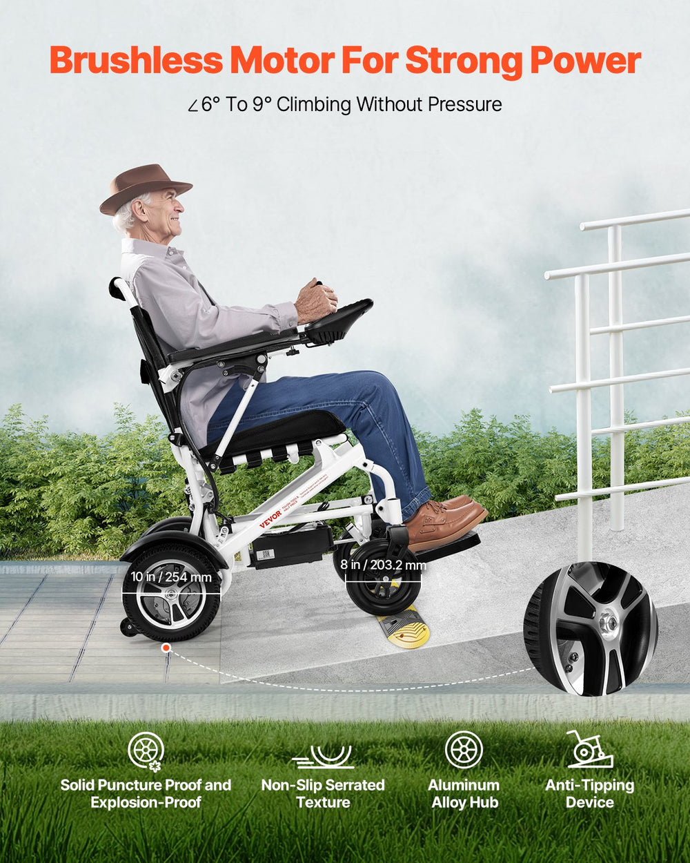 Vevor Electric Wheelchair 17.7" Seat Width Foldable with 300 lbs. Capacity 3.7 MPH 13 Mile Range New