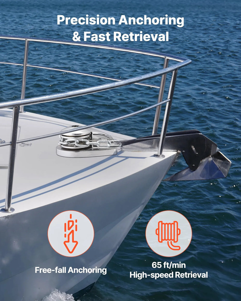 Vevor Windlass Anchor System for 1/4" Chain 700 lbs. Max Pull 12V DC New