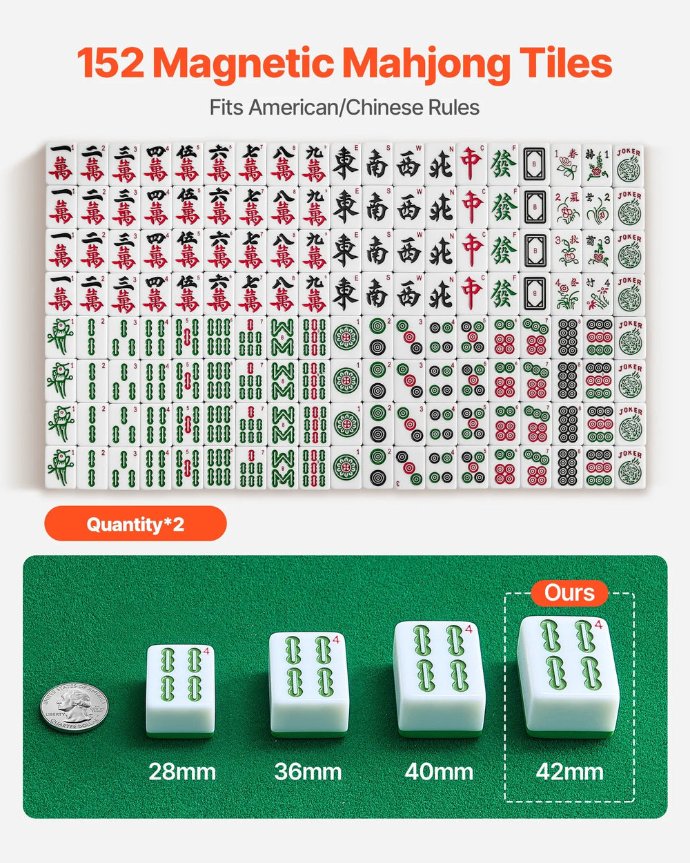 Vevor Mahjong Table with Automatic Shuffler 42mm 152-Piece Tile Set Foldable New