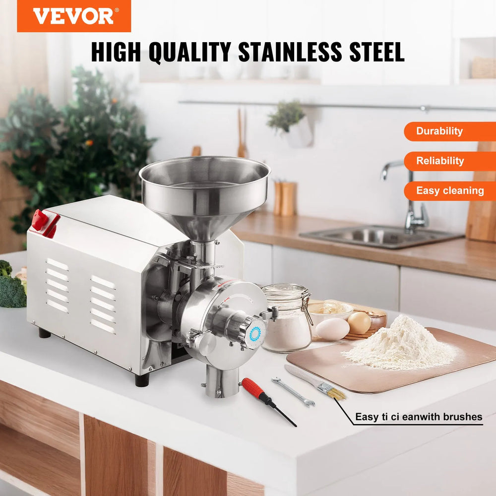 Vevor Grain Grinding Mill Stainless Steel 0-50 Mesh 1400 RPM 2200W New