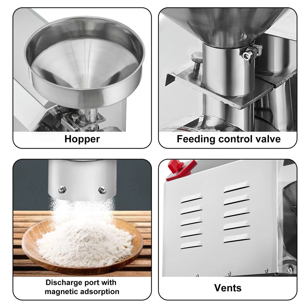 Vevor Grain Grinding Mill Stainless Steel 0-50 Mesh 1400 RPM 2200W New