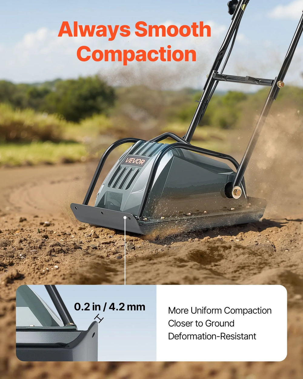 Vevor Electric Plate Compactor 3.9" Depth 5000N Force 130W New