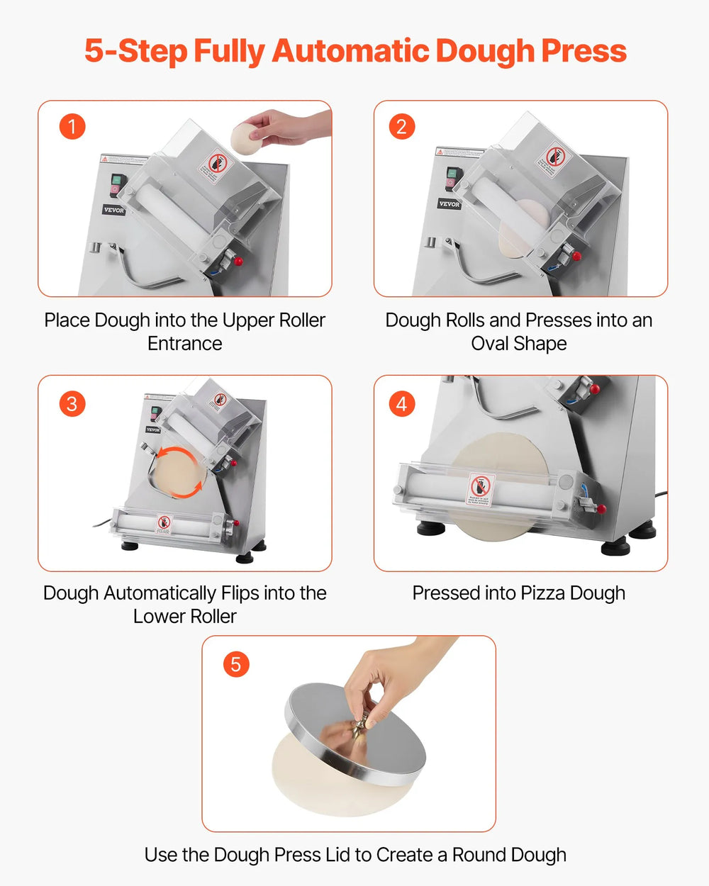 Vevor Pizza Dough Roller Sheeter 3-14 Inch Automatic Press 370W New