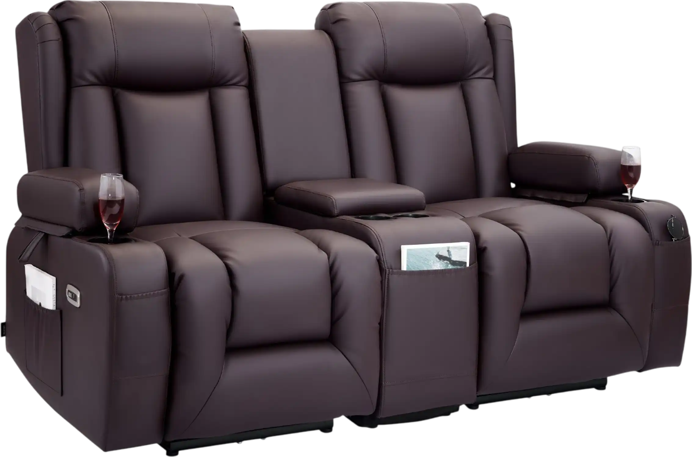 Vevor Loveseat Power Recliner Sofa with Center Console Heating and Massage New