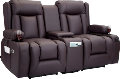 Vevor Loveseat Power Recliner Sofa with Center Console Heating and Massage New