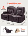 Vevor Loveseat Recliner Sofa with Center Console Faux Leather New