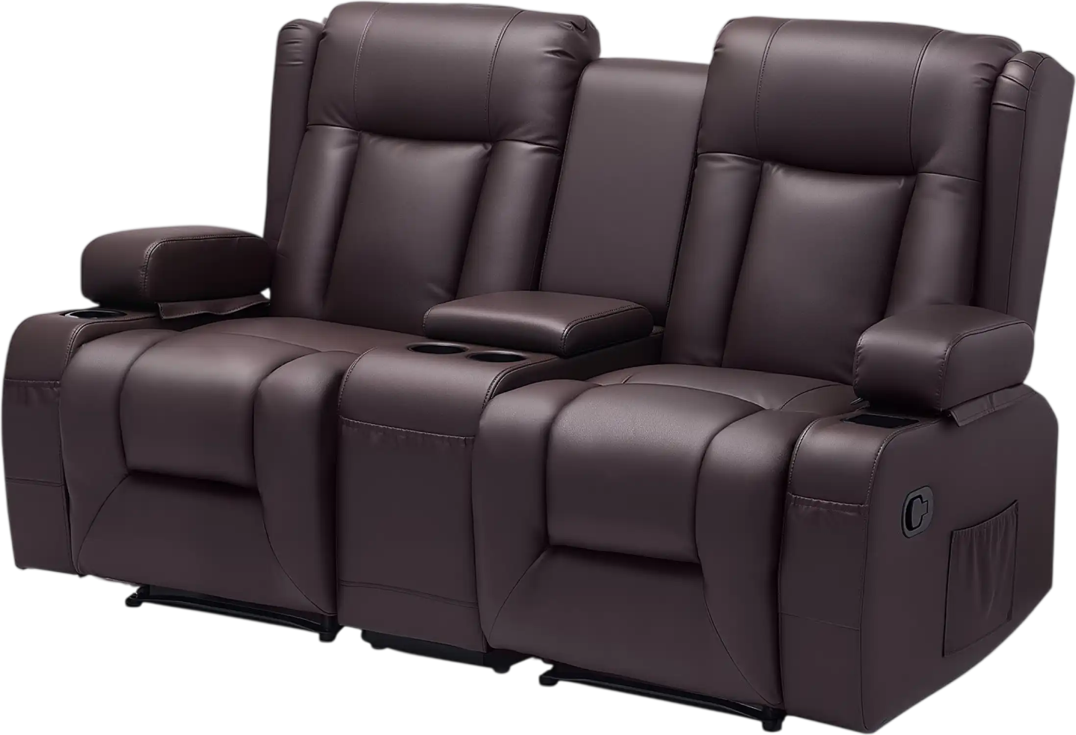 Vevor Loveseat Recliner Sofa with Center Console Faux Leather New