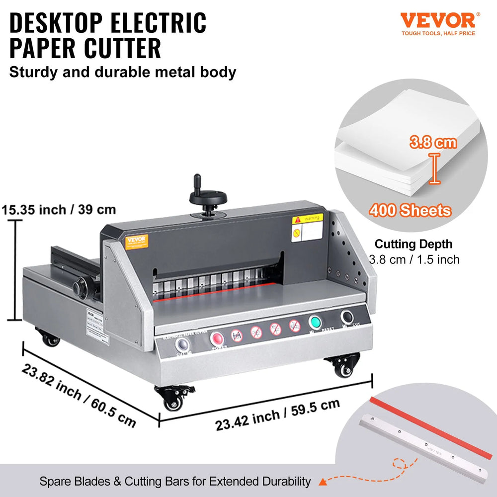 Vevor Electric Paper Cutter 13" Cutting Width 1.57" Thickness with Caster Wheels 120V New