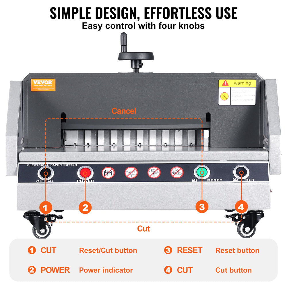 Vevor Electric Paper Cutter 13" Cutting Width 1.57" Thickness with Caster Wheels 120V New
