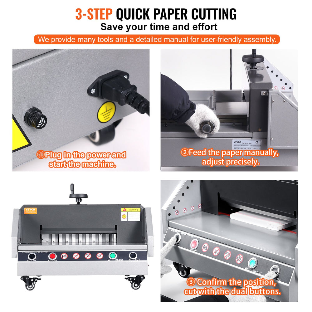Vevor Electric Paper Cutter 13" Cutting Width 1.57" Thickness with Caster Wheels 120V New