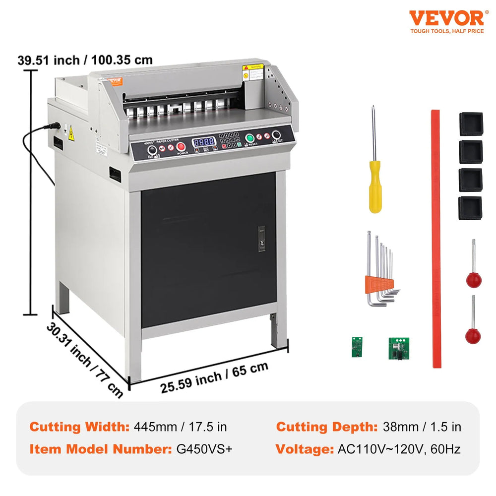 Vevor Electric Hydraulic Paper Cutter 18" Cutting Width 1.57" Thickness with Button Control New