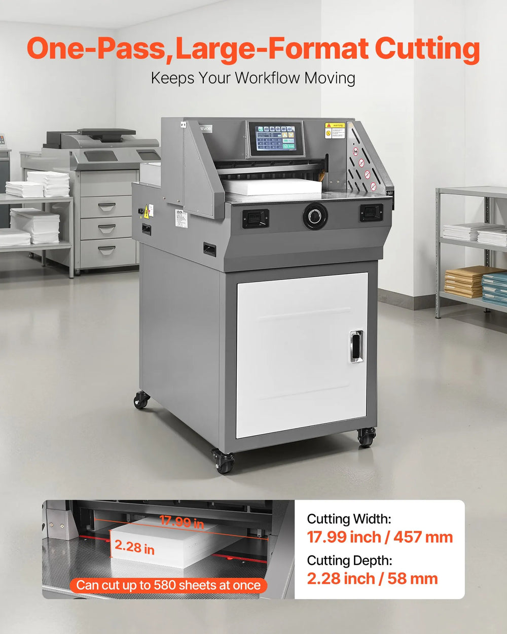 Vevor Electric Paper Cutter Programmable 17.9" Cutting Width 2.2" Thickness 220V New