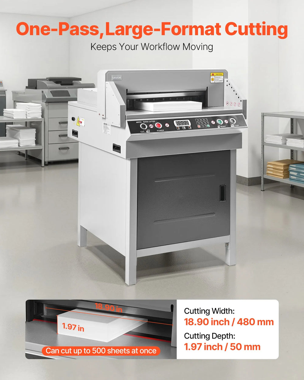 Vevor Electric Paper Cutter 18.9" Cutting Width 1.97" Thickness 220V New