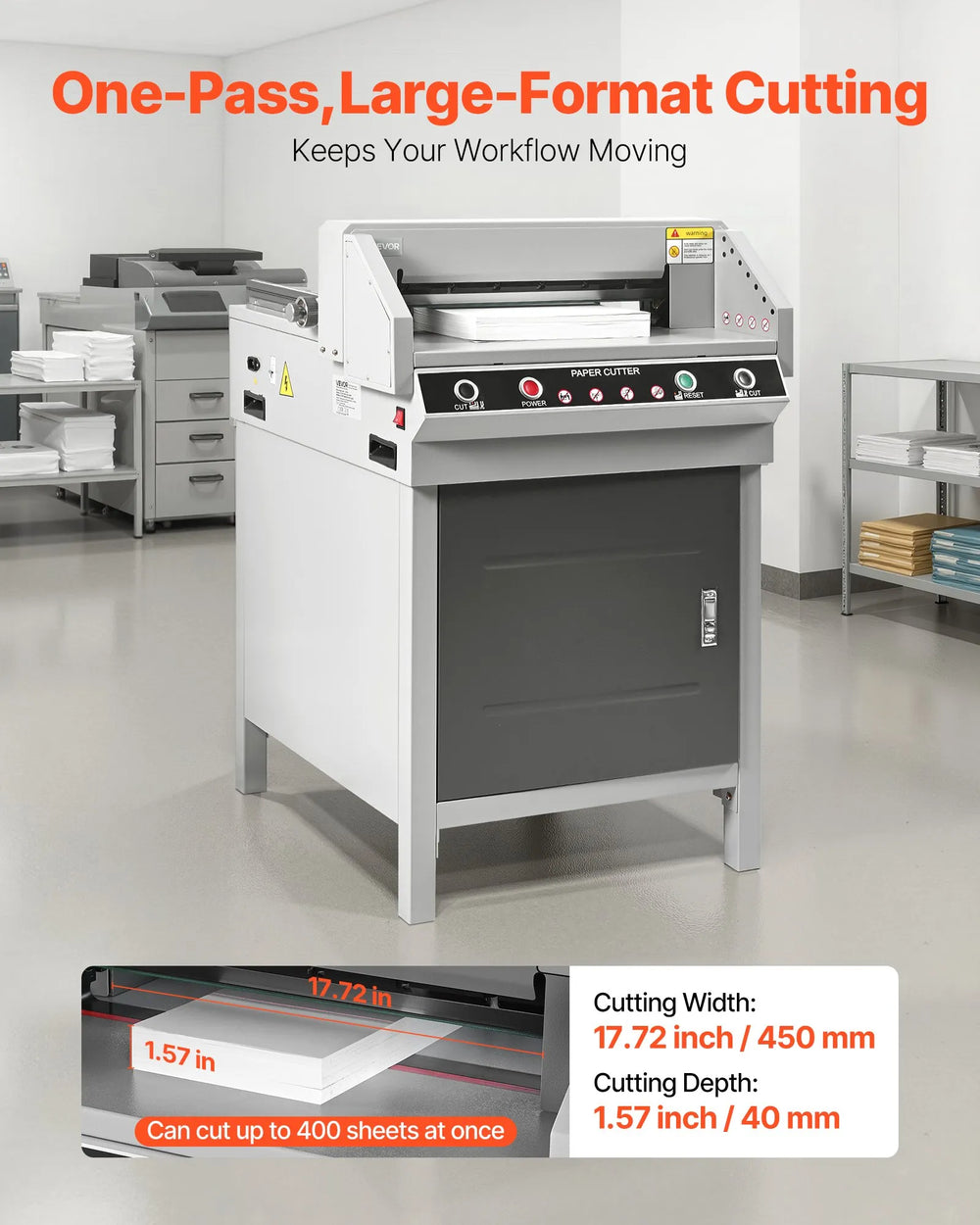 Vevor Electric Paper Cutter 17.7" Cutting Width 1.5" Thickness 500W 110V New