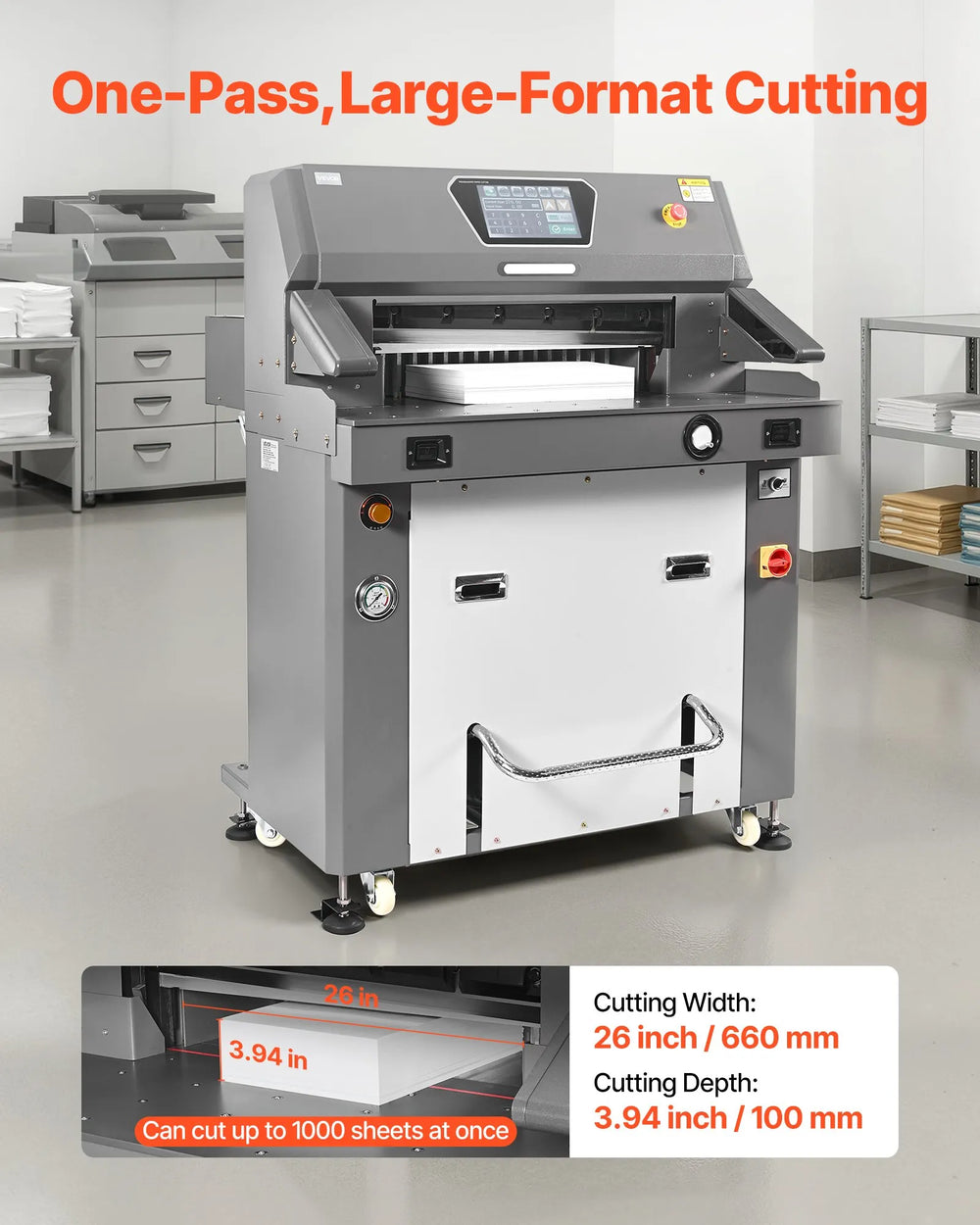 Vevor Electric Paper Cutter Programmable 26" Cutting Width 3.94" Thickness 2800W 220V New