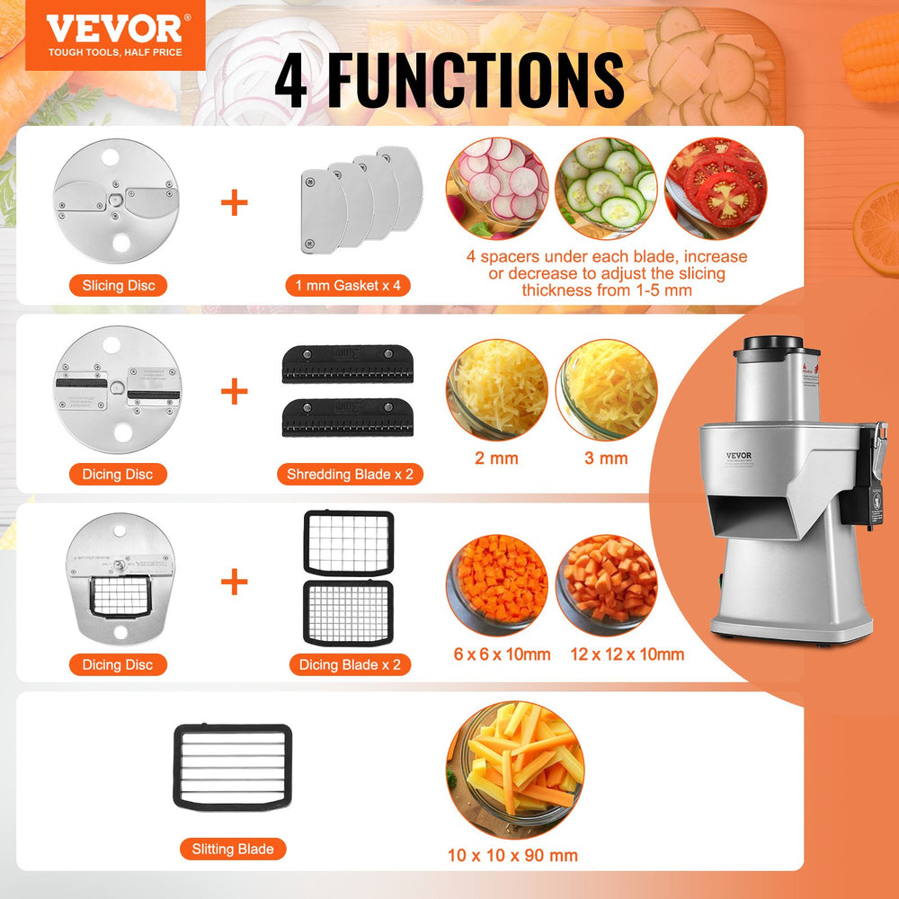 Vevor Electric Vegetable Slicer 4 in 1 Multifunctional Food Cutter 200W New