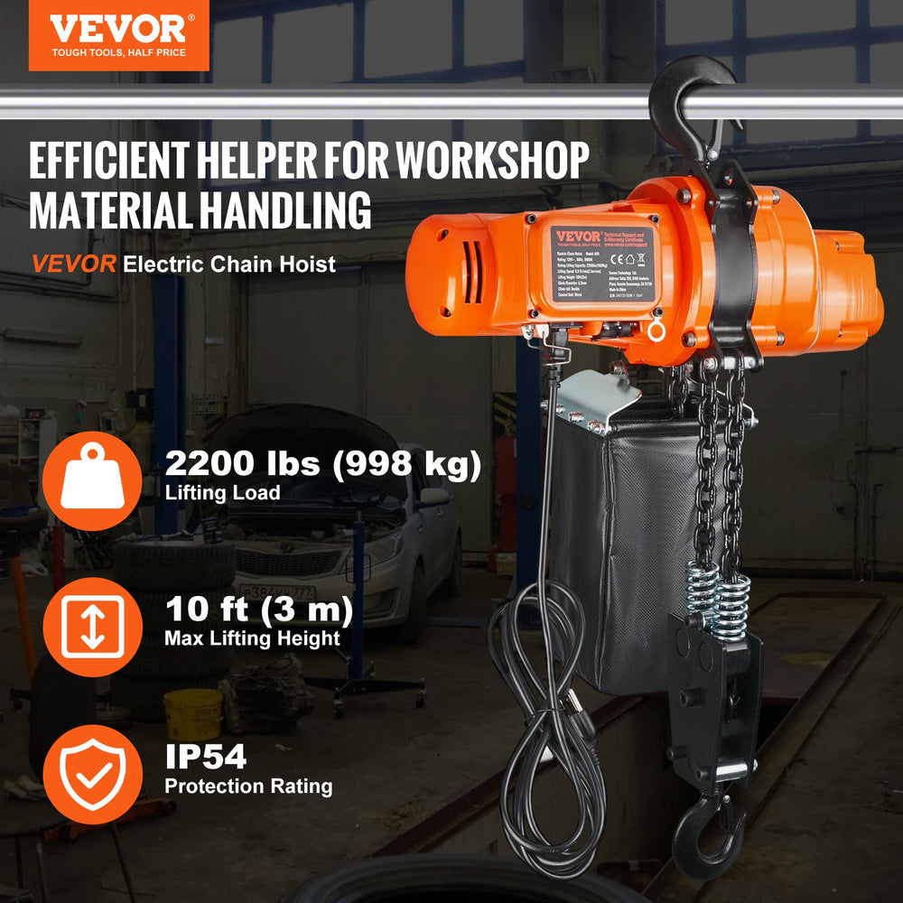 Vevor Electric Chain Hoist Single Phase 2200 Lbs Load 10 Ft Lifting New