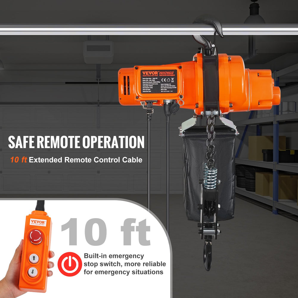 Vevor Electric Chain Hoist Single Phase 2200 Lbs Load 10 Ft Lifting New