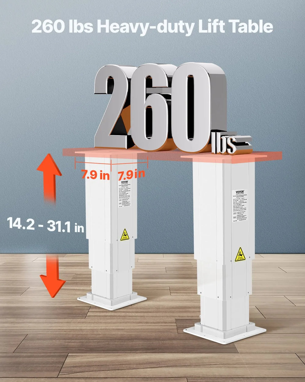 Vevor Electric Lift Table Dual Column System 14.2" - 31.1" Height Range 260 Lbs Capacity New