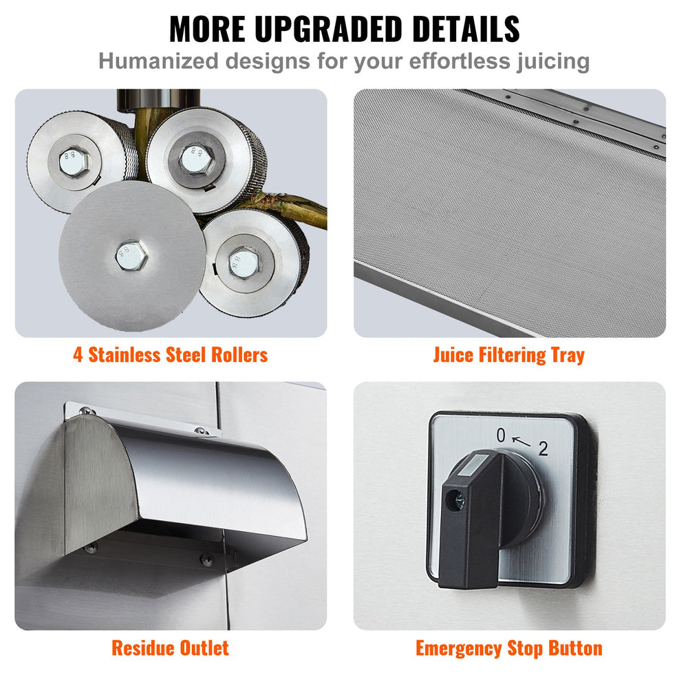 Vevor Electric Sugar Cane Juicer 661 Lbs/Hr High Output 800W New