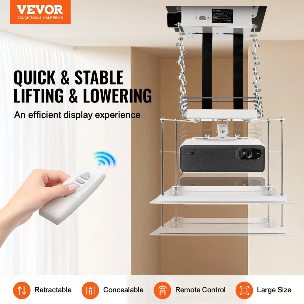 Vevor Motorized Projector Lift 59" Adjustable Height Ceiling Mount with Remote Control New