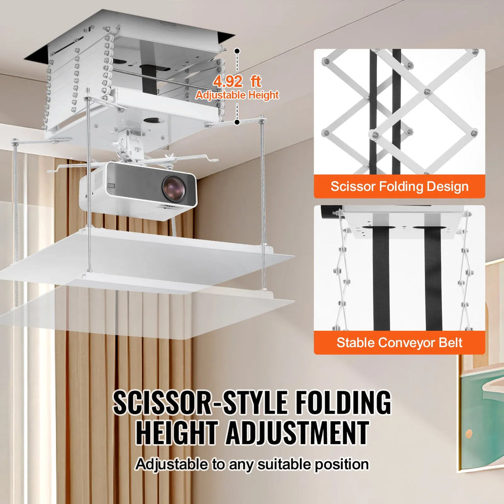Vevor Motorized Projector Lift 59" Adjustable Height Ceiling Mount with Remote Control New